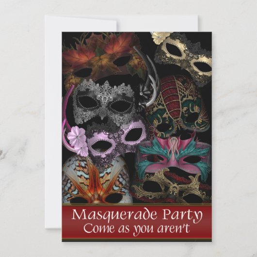 Masker gemaskerde feest uitnodigingen (Voorkant)