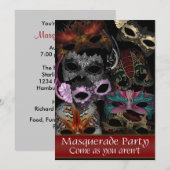 Masker gemaskerde feest uitnodigingen (Voorkant / Achterkant)