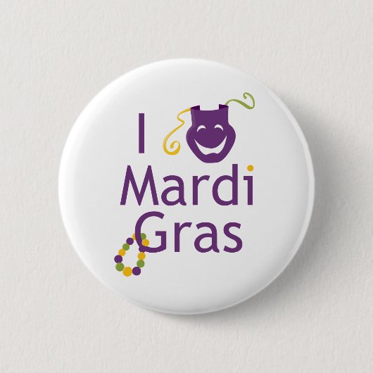 Masker I Love Mardi Gras Ronde Button 5,7 Cm (Voorkant)