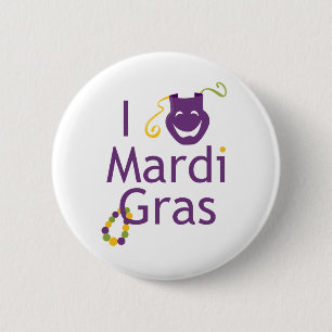 Masker I Love Mardi Gras Ronde Button 5,7 Cm