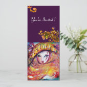 MASKER IN GEEL, MARDI GRAS FEest  paars rood viole Kaart (Staand voorkant)