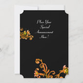 MASKER IN GEEL, MARDI GRAS FEest  paars rood viole Kaart (Achterkant)