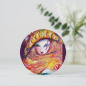 MASKER IN GEEL, MARDI GRAS FEESTJE rood, paars, vi Kaart (Staand voorkant)