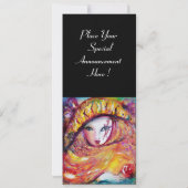 MASKER IN GEEL, MARDI GRAS FEESTJE zwart paars roo Kaart (Achterkant)