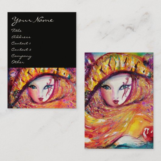 MASKER IN GEEL / Podiumkunsten, Kostuumontwerper Visitekaartje (Voorkant / Achterkant)