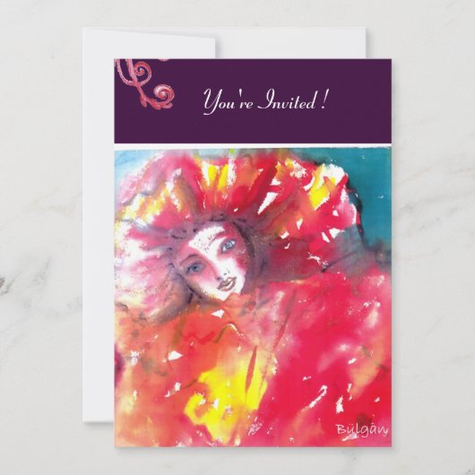 MASKER IN ROOD 2 / MARDI GRAS MASQUERADE FEestJE Kaart (Voorkant)