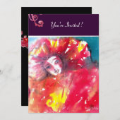 MASKER IN ROOD 2 / MARDI GRAS MASQUERADE FEestJE Kaart (Voorkant / Achterkant)