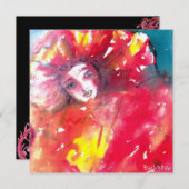 MASKER IN ROOD 2 / MARDI GRAS MASQUERADE FEESTJE KAART (Voorkant / Achterkant)