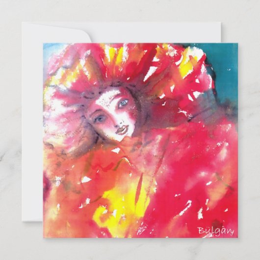 MASKER IN ROOD 2 / MARDI GRAS MASQUERADE FEESTJE KAART (Voorkant)