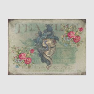 Masker in vintage stijl, bloemen, theetijd tissuepapier