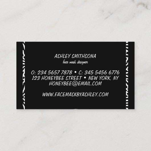Masker Maker Face Covering Designer Black Visitekaartje (Achterkant)