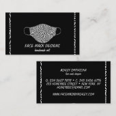 Masker Maker Face Covering Designer Black Visitekaartje (Voorkant / Achterkant)