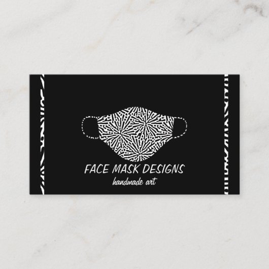 Masker Maker Face Covering Designer Black Visitekaartje (Voorkant)