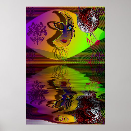 Masker Mardi Gras Trompe l'oeil-V-2 R Poster (Voorkant)