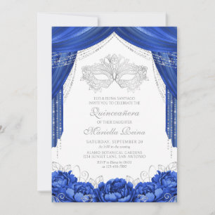 Masker Maskerade Royal Blauw Quinceanera Kaart