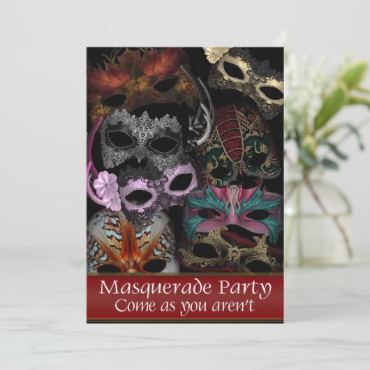Masker Masquerade Party Uitnodigingen (Staand voorkant)