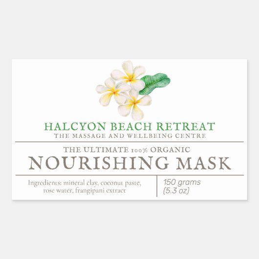 Masker of ander schoonheidsproduct frangipani kuns rechthoekige sticker (Voorkant)