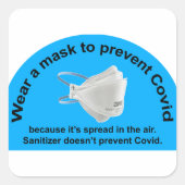 Masker om Covid te voorkomen, omdat ontsmetting ni Vierkante Sticker (Voorkant)