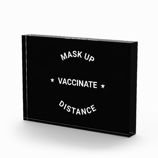 Masker omhoog, Afstand, vaccineer moderne typograf Fotoblokken (Rechts)