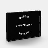 Masker omhoog, Afstand, vaccineer moderne typograf Fotoblokken (Links)