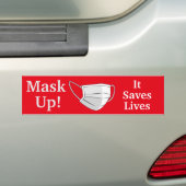 Masker omhoog! Het redt levens Bumpersticker (Op auto)