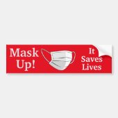 Masker omhoog! Het redt levens Bumpersticker (Voorkant)