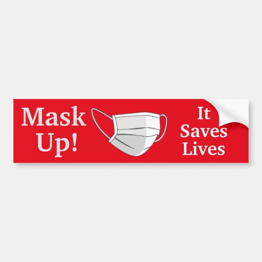 Masker omhoog! Het redt levens Bumpersticker (Voorkant)