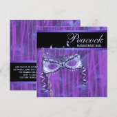 Masker Paarse Pauwveren Masquerade Feest Kaart (Voorkant / Achterkant)