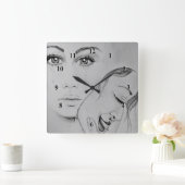 Masker - Potlood Tekening Vierkante Klok (Huis)