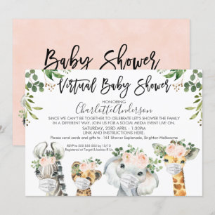 Masker Safari Animals Virtual Baby shower Kaart