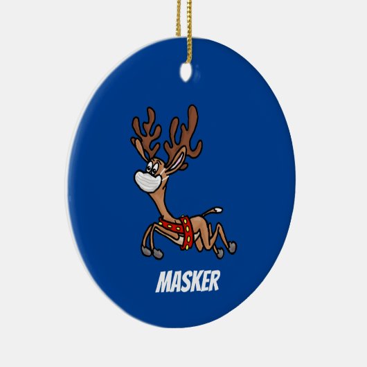Masker the Reindeer Kerstversier Keramisch Ornament (Rechts)