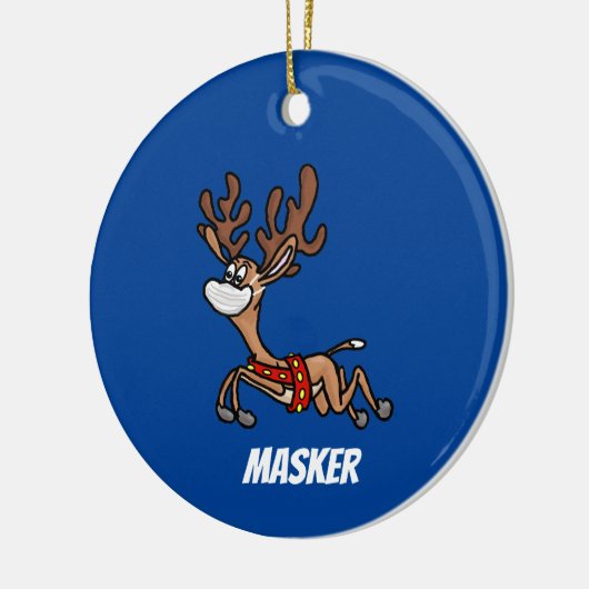 Masker the Reindeer Kerstversier Keramisch Ornament (Links)