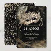 Masker Uitnodiging 21e Verjaardag Vrouw (Voorkant / Achterkant)