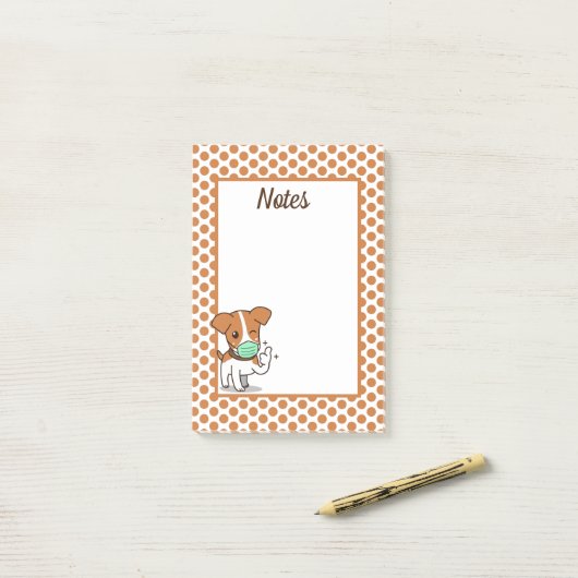 Masker Up Cute Dog Post-it® Notes (Op bureau)