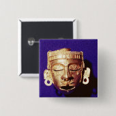 Masker van de god Xipe Totec Vierkante Button 5,1 Cm (Voorkant /achterkant)