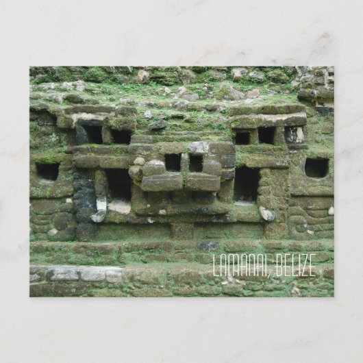 Masker van Mayan Jaguar Temple Lamanai Belize Briefkaart (Voorkant)