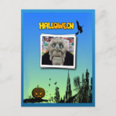 Masker van oud Man, vliegende heks en Jack o Lante Briefkaart (Voorkant)