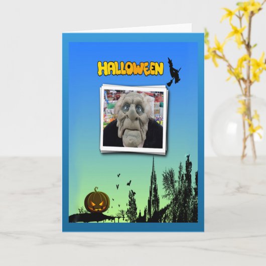 Masker van oud Man, vliegende heks en Jack o Lante Kaart (Gele Bloem)