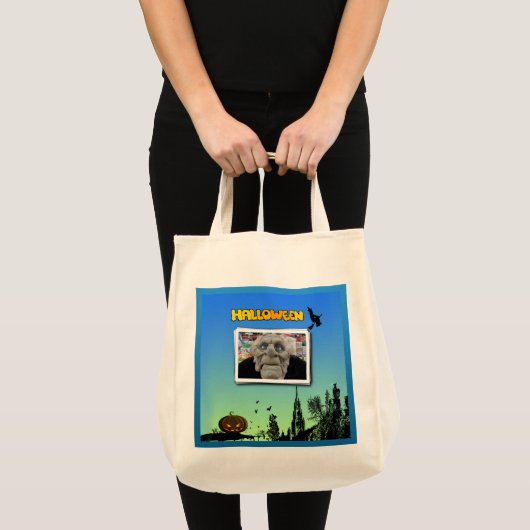 Masker van oud Man, vliegende heks en Jack o Lante Tote Bag (Voorkant (product))