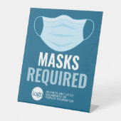 Masker vereist met Tekening plus extra Tekst Reclamebord Met Voetstuk (Voorkant)