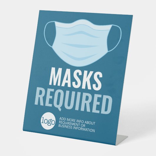 Masker vereist met Tekening plus extra Tekst Reclamebord Met Voetstuk (Voorkant)