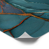 Masker, veren en Blauwgroen getextureerde achtergr Poster (Hoek)