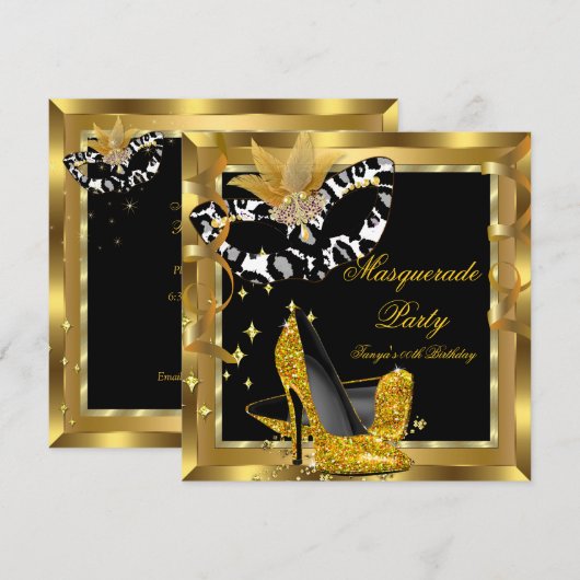 Masker Verjaardagsfeest Masker Wild Gouden Hoge Ha Kaart (Voorkant / Achterkant)