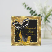 Masker Verjaardagsfeest Masker Wild Gouden Hoge Ha Kaart (Staand voorkant)