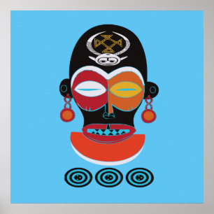 masker voor Afrikaanse kleurrijke tribben Poster