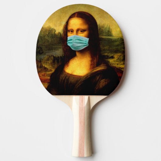 Masker voor gezicht. Mona Lisa in quarantaine. Mem Tafeltennisbatje (Voorkant)