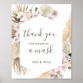 Masker Wearding Wedding Pampas Grass Sign Poster (Voorkant)