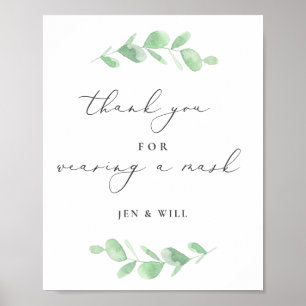 Masker Wearing Wedding Eucalyptus Branch Poster