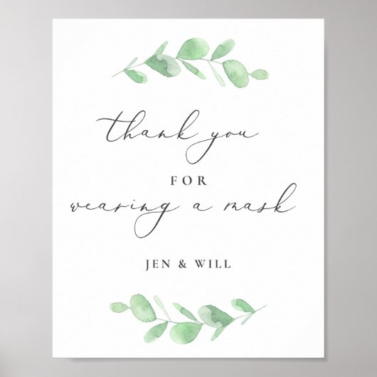 Masker Wearing Wedding Eucalyptus Branch Poster (Voorkant)