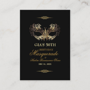 Masker Zwart Goud 50ste Verjaardag Masquerade Plaatskaartje